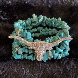 Faux Turquoise Longhorn Bracelet!